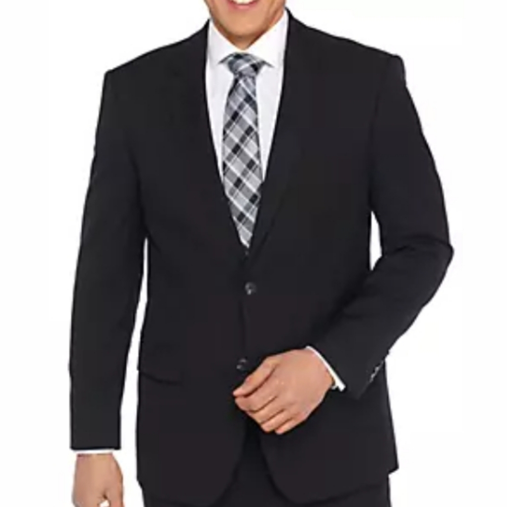 Saddlebred Mens Motion Stretch Black Two‎ Button Suit Blazer Jacket Wedding 48R